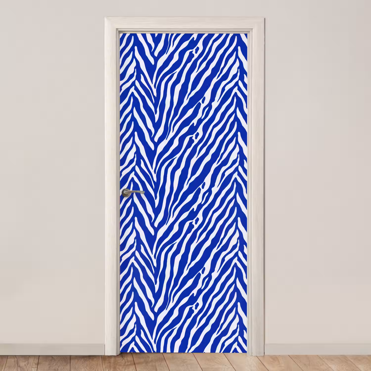 Zebra - Patroon - Kobalt - Blauw deurposter klein 289 -3d_beige