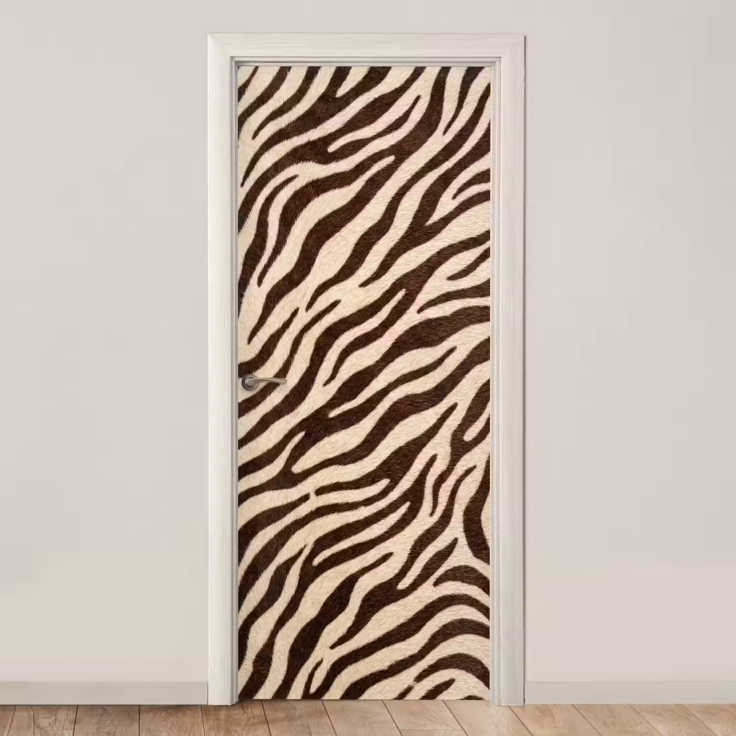 Zebra - Strepen - Bruin deurposter klein -3d_beige
