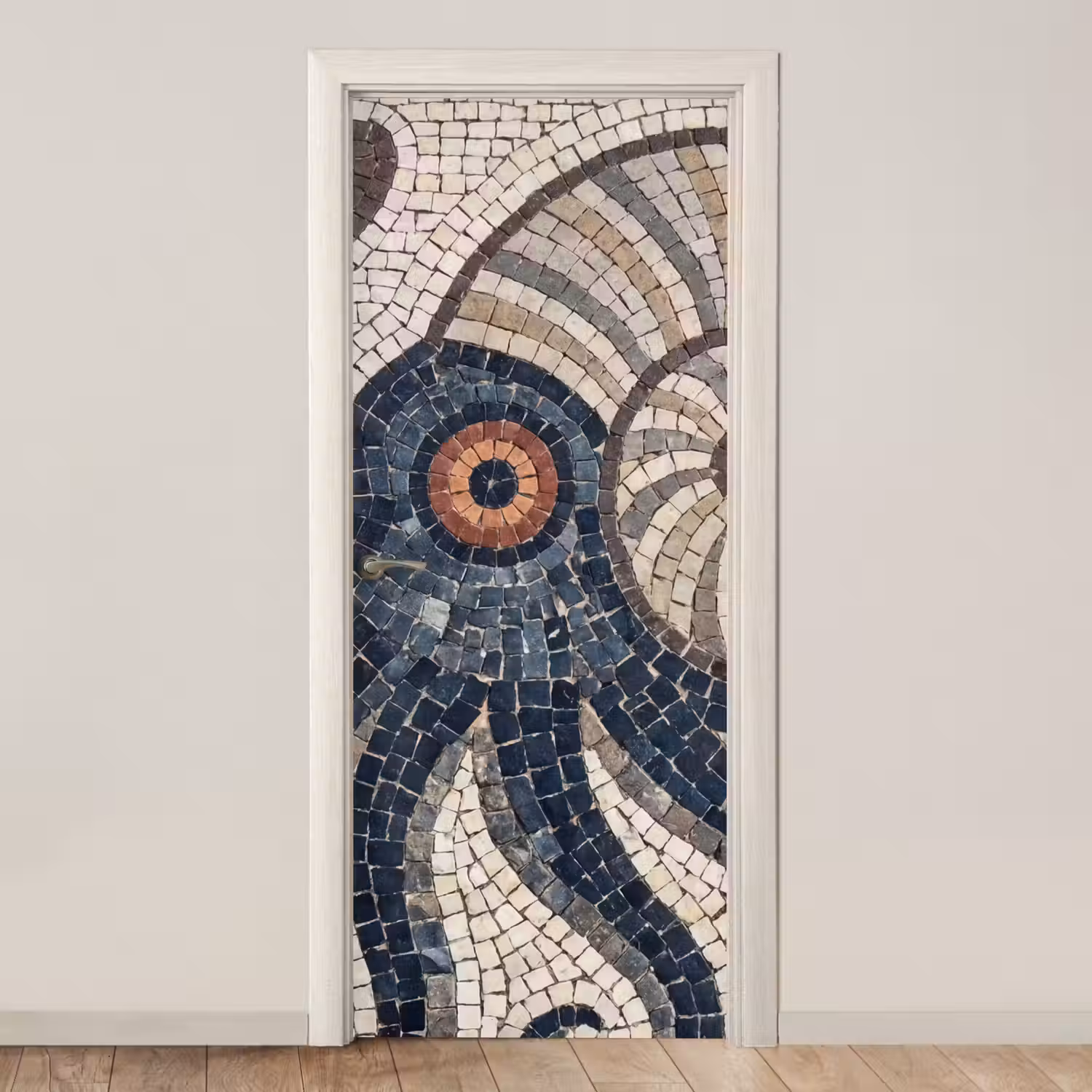 Zeeleven - Mozaïek - Kunst - Vintage - Beige deurposter klein -3d_beige