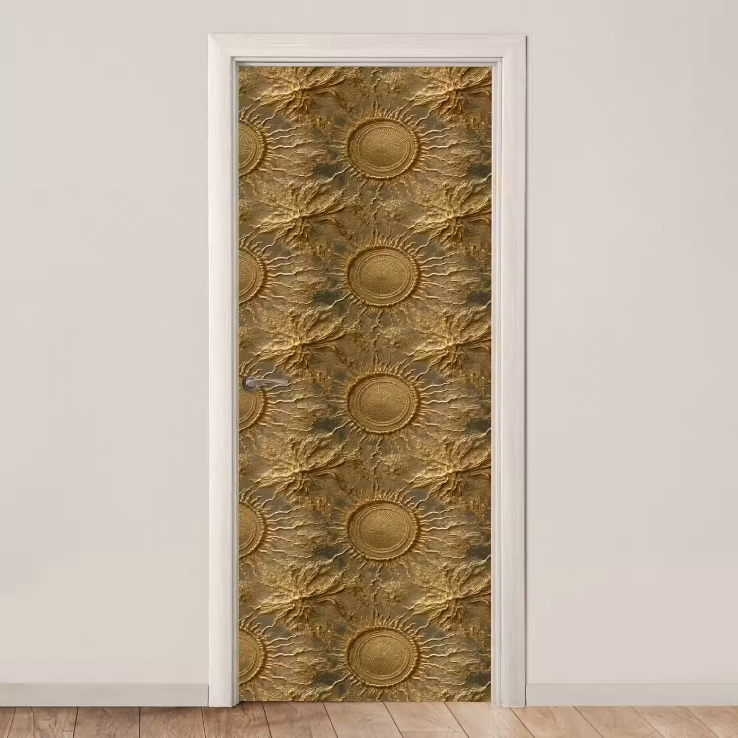 Zon - Reliëf - Antiek - Goud deurposter klein 289 -3d_beige