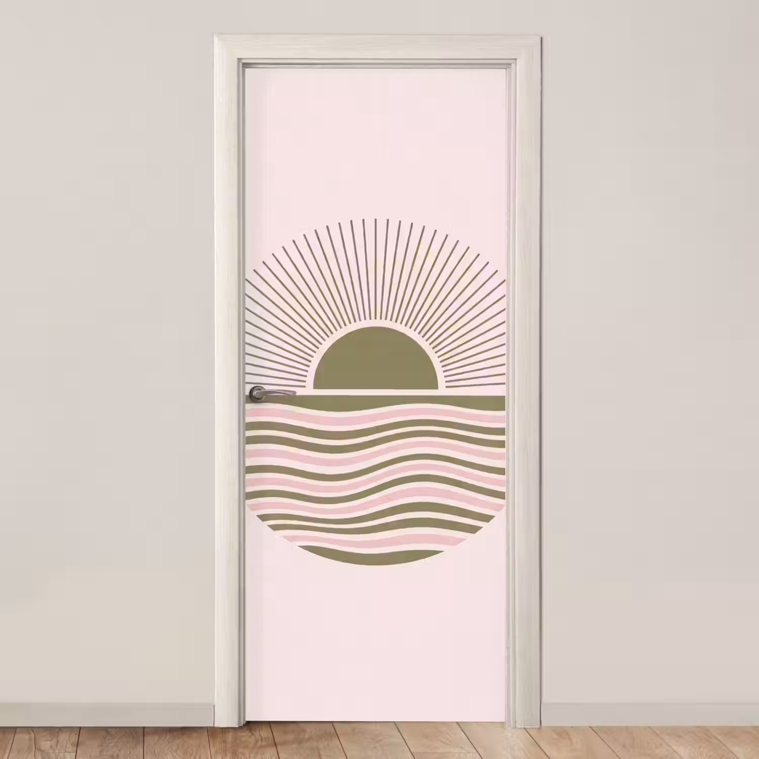 Zon - Zee - Abstract - Modern - Roze deurposter klein -3d_beige