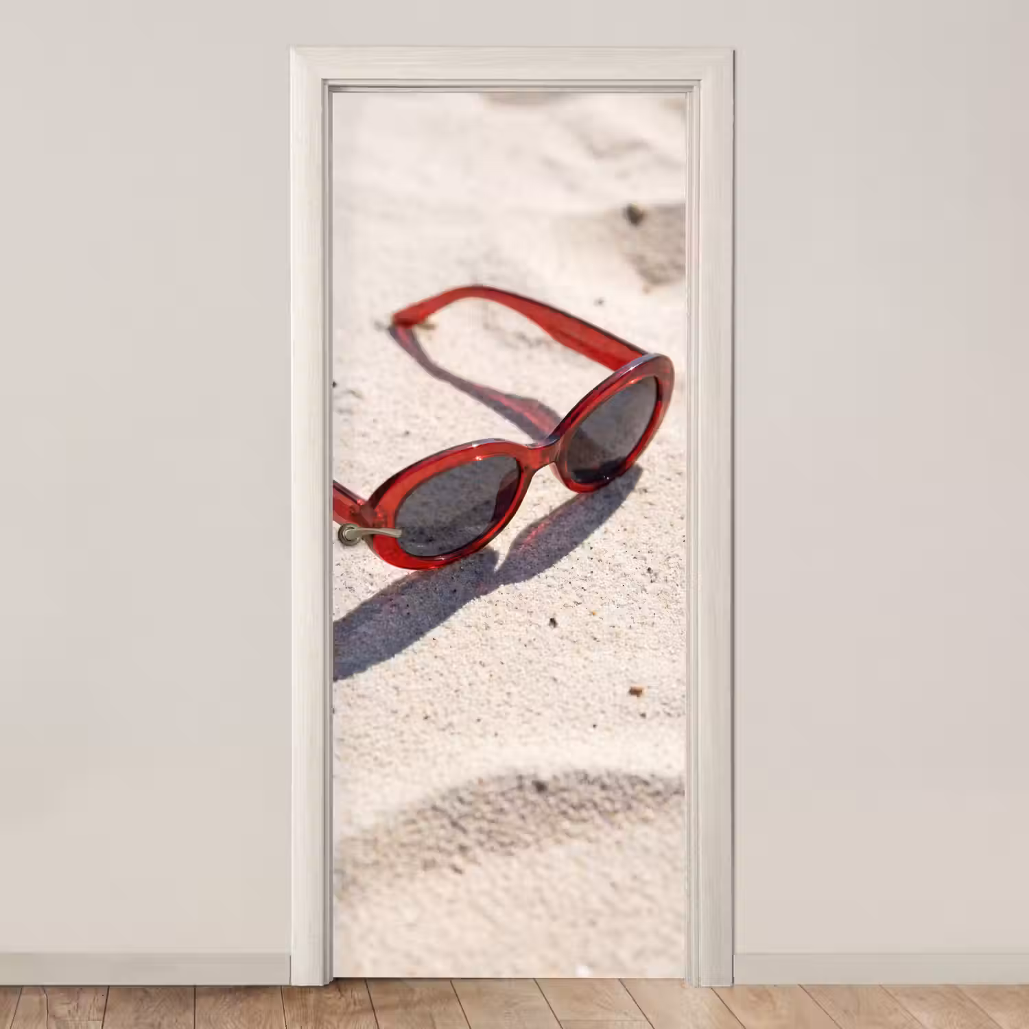 Zonnebril - Strand - Vakantie - Rood deurposter klein -3d_beige