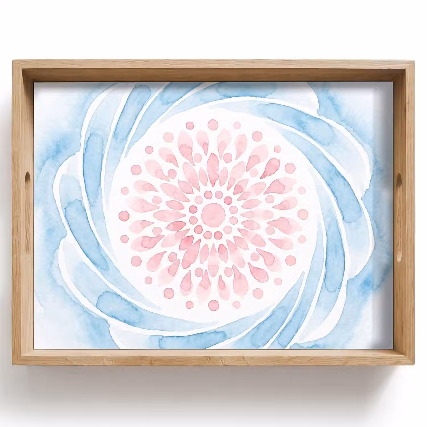 Abstract - Bloemvorm - Aquarel - Roze - Blauw Dienblad Rechthoek middel -z3d_shopping