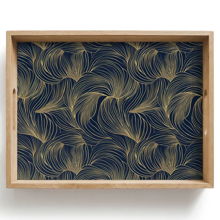 Abstract - Lijnen - Blauw - Goud Dienblad Rechthoek middel 911 -z3d_shopping