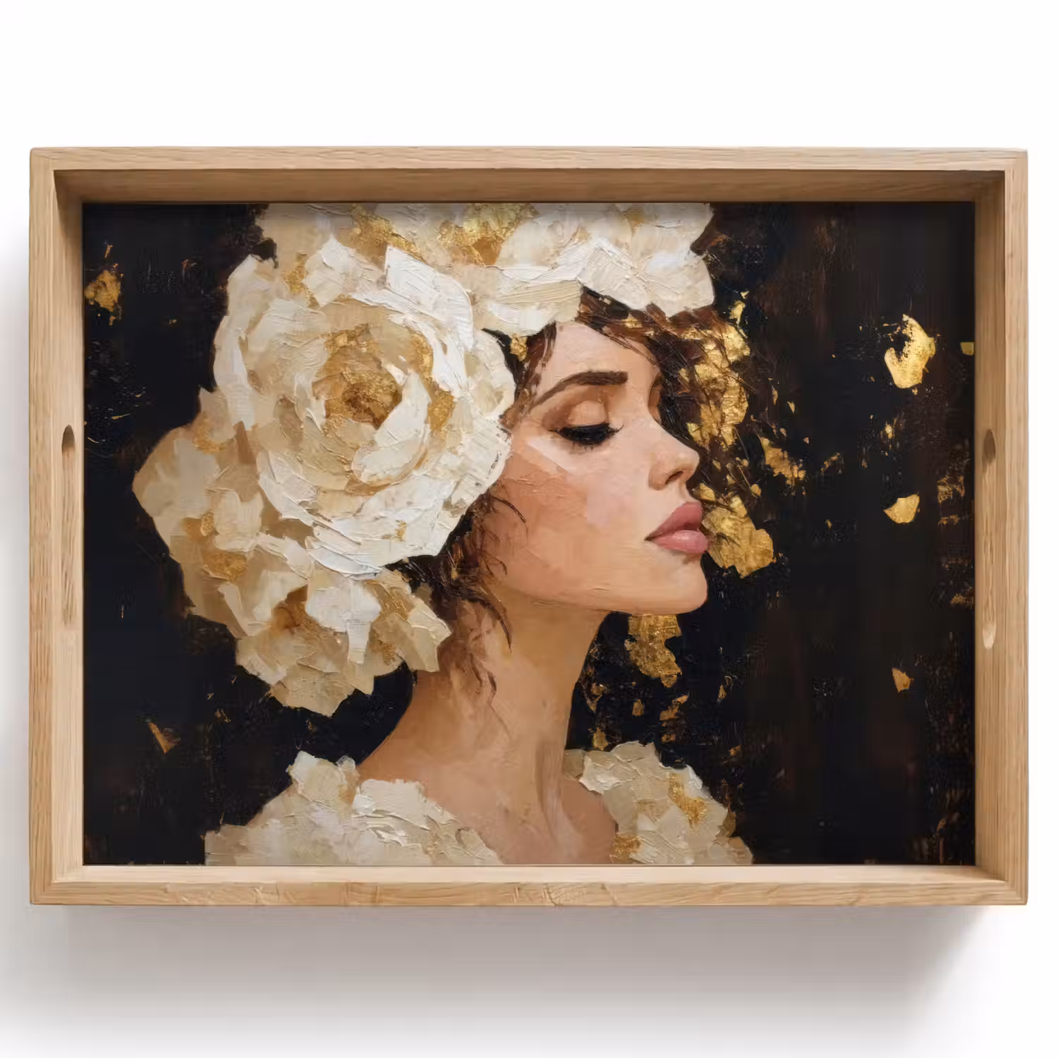Abstract - Vrouw - Bloemen - Wit Dienblad Rechthoek middel -z3d_shopping