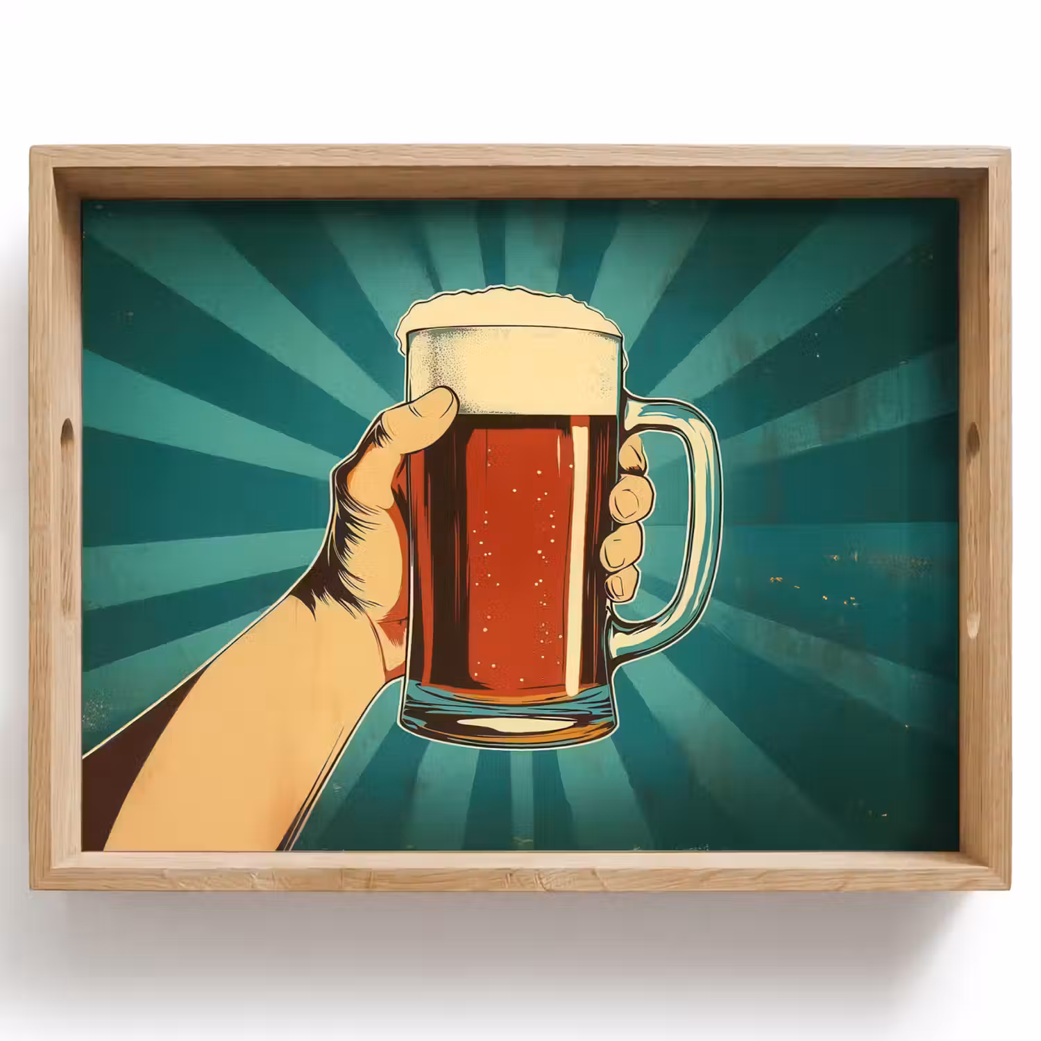 Bierglas - Schuim - Retro - Groen Dienblad Rechthoek middel -z3d_shopping