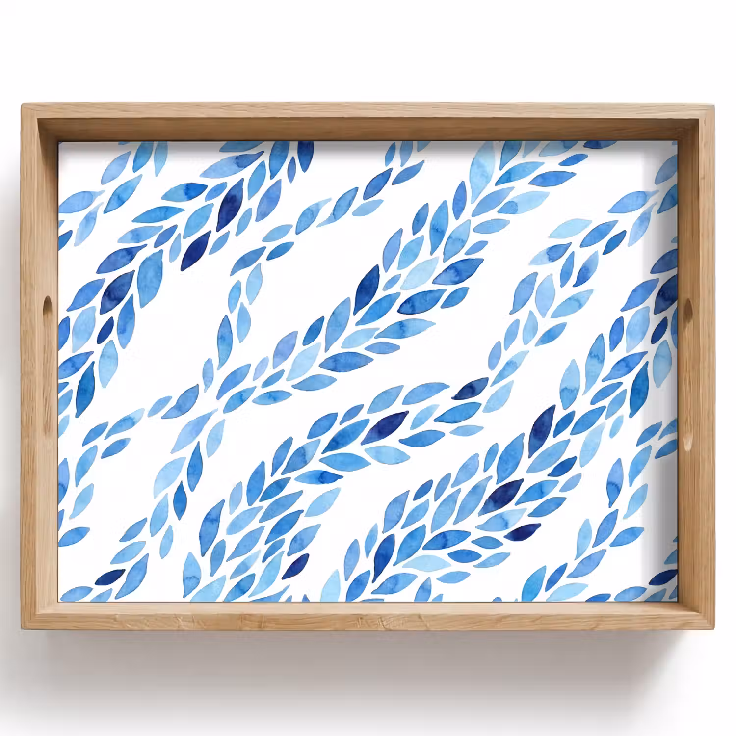Bladeren - Aquarel - Patroon - Modern - Blauw Dienblad Rechthoek middel -z3d_shopping