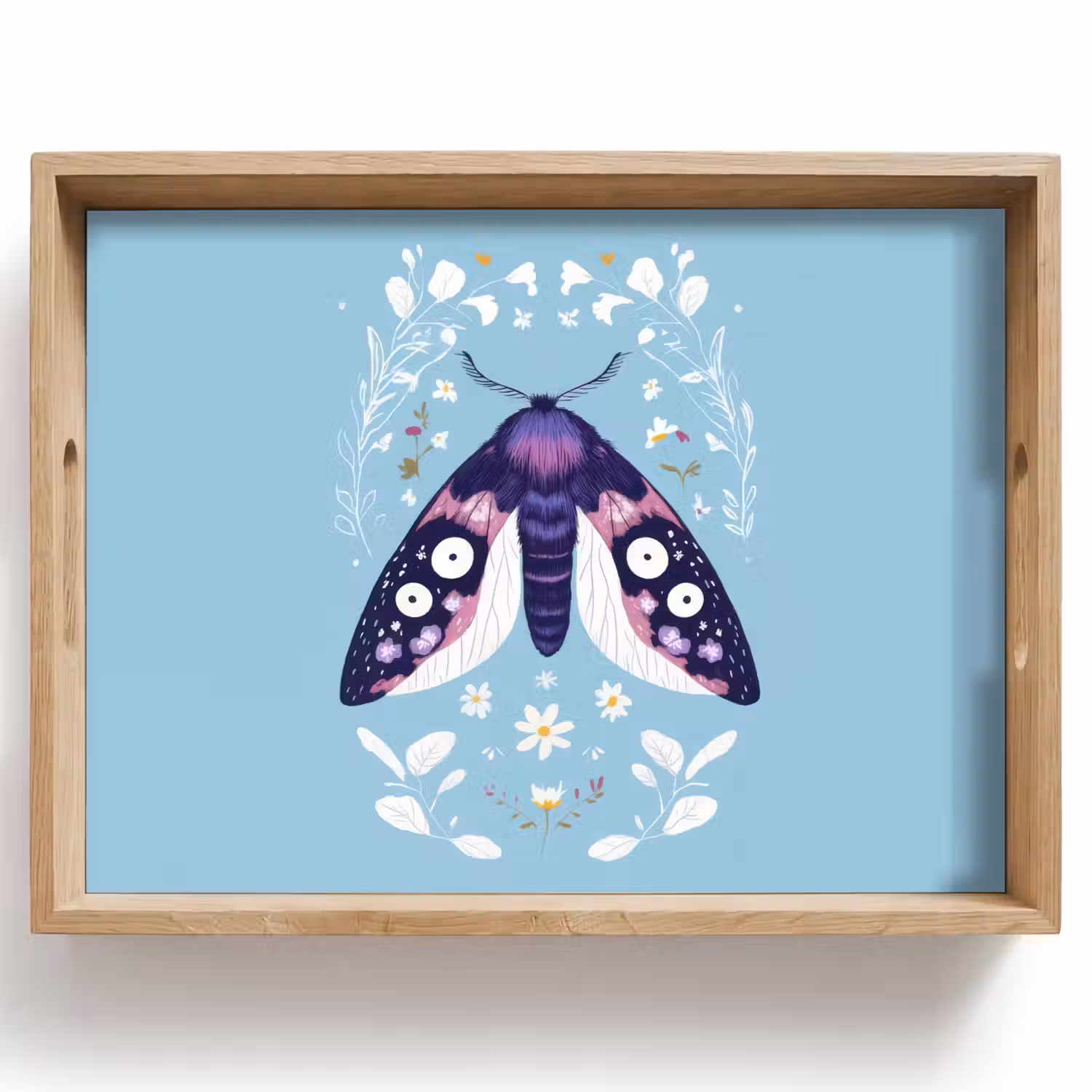 Bladeren - Wit - Vlinder - Insect Dienblad Rechthoek middel -z3d_shopping