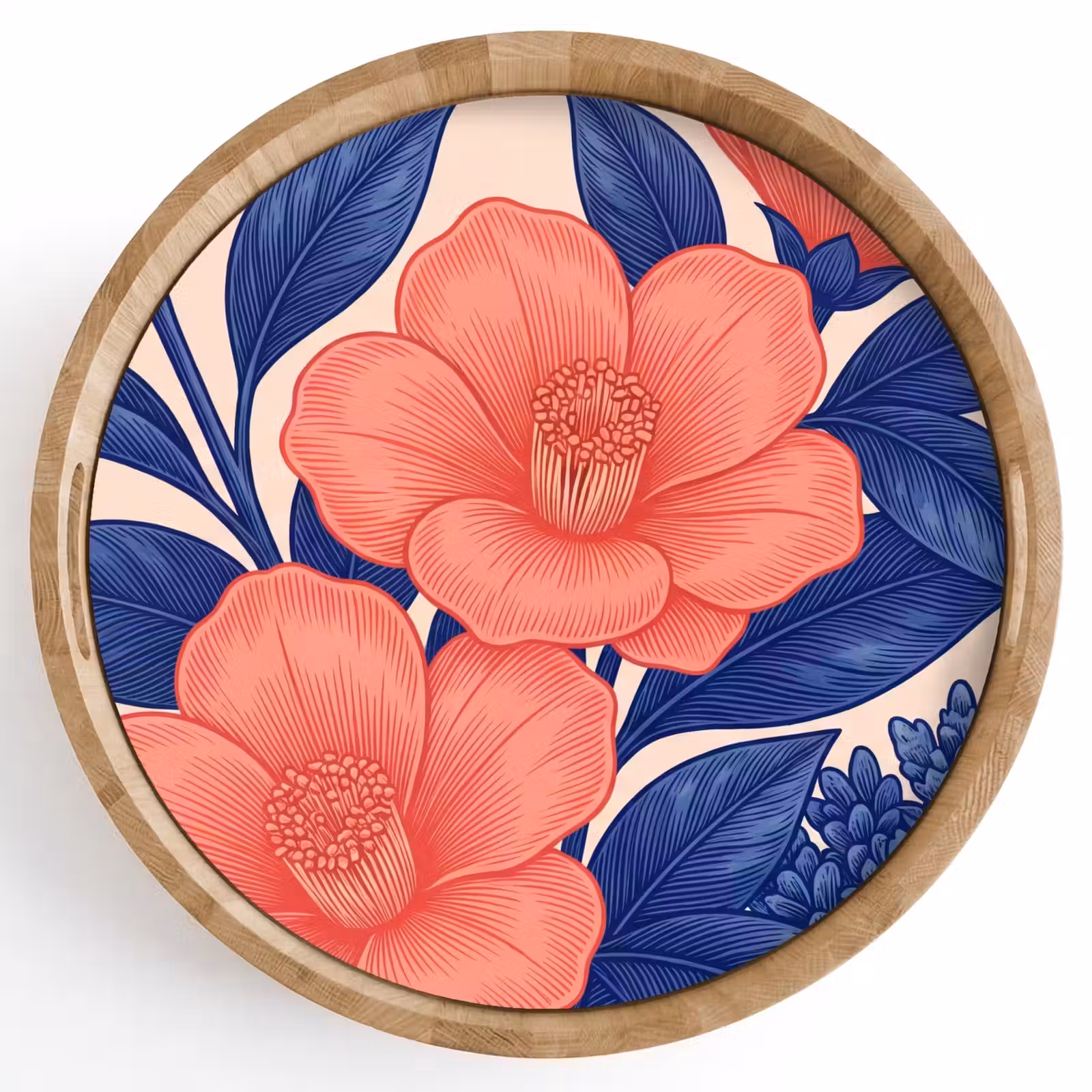 Dienblad - Bloemen - Bladeren - Botanisch - Bloemen - Bladeren - Botanisch Dienblad Rond middel