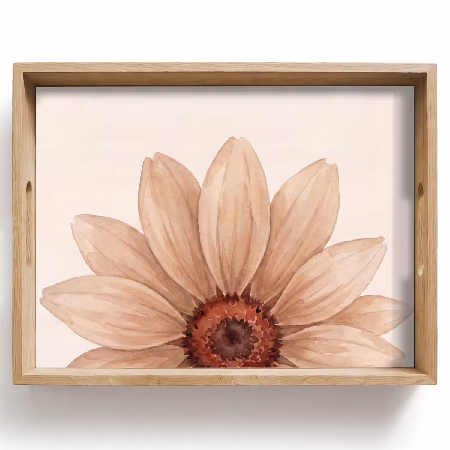 Bloemen - Bloemblad - Natuur - Aquarel - Beige Dienblad Rechthoek middel -z3d_shopping
