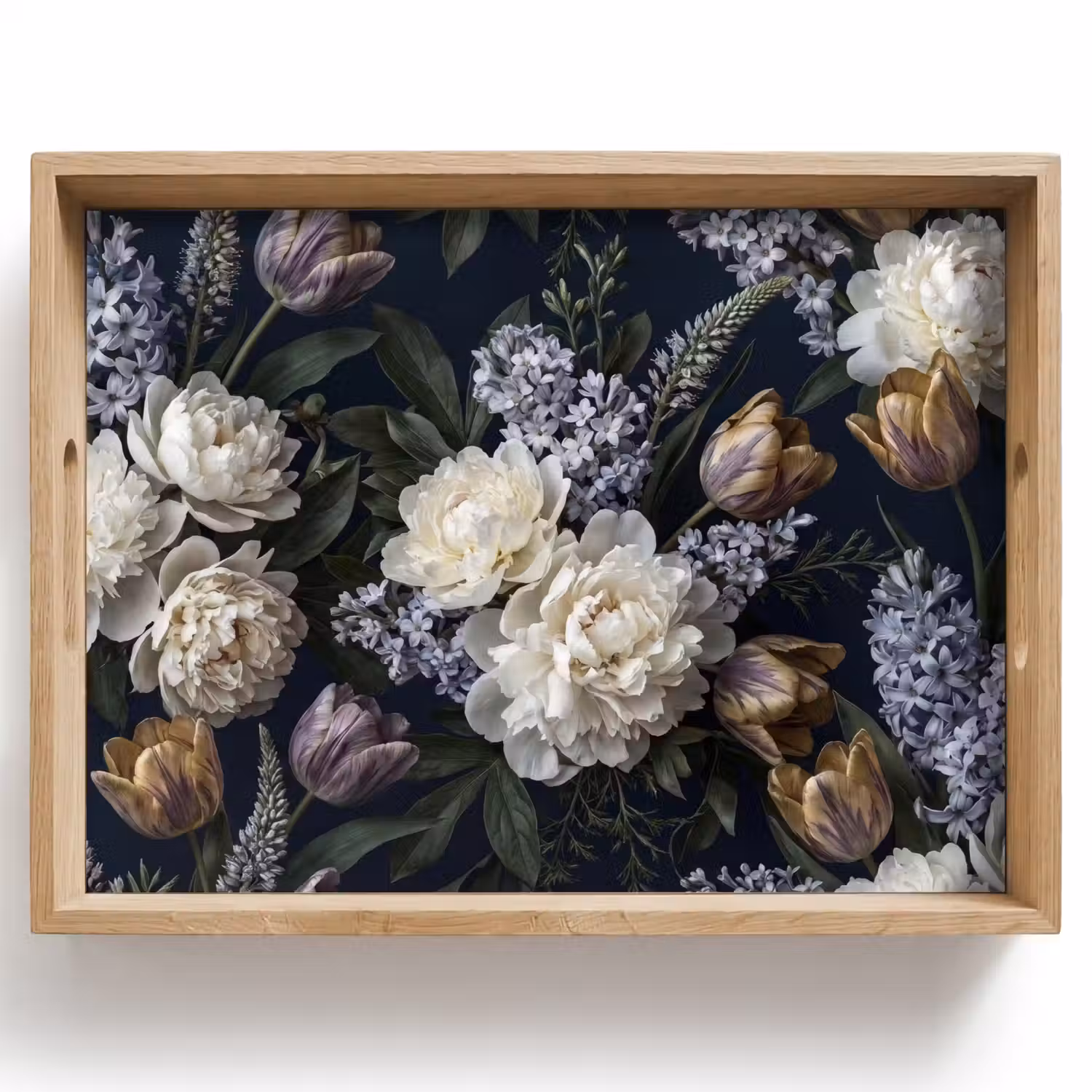 Bloemen - Donker - Elegant - Natuur - Wit Dienblad Rechthoek middel -z3d_shopping