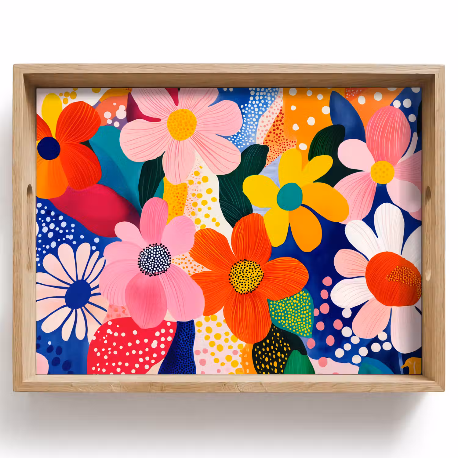 Bloemen - Kleurrijk - Stippen Dienblad Rechthoek middel -z3d_shopping