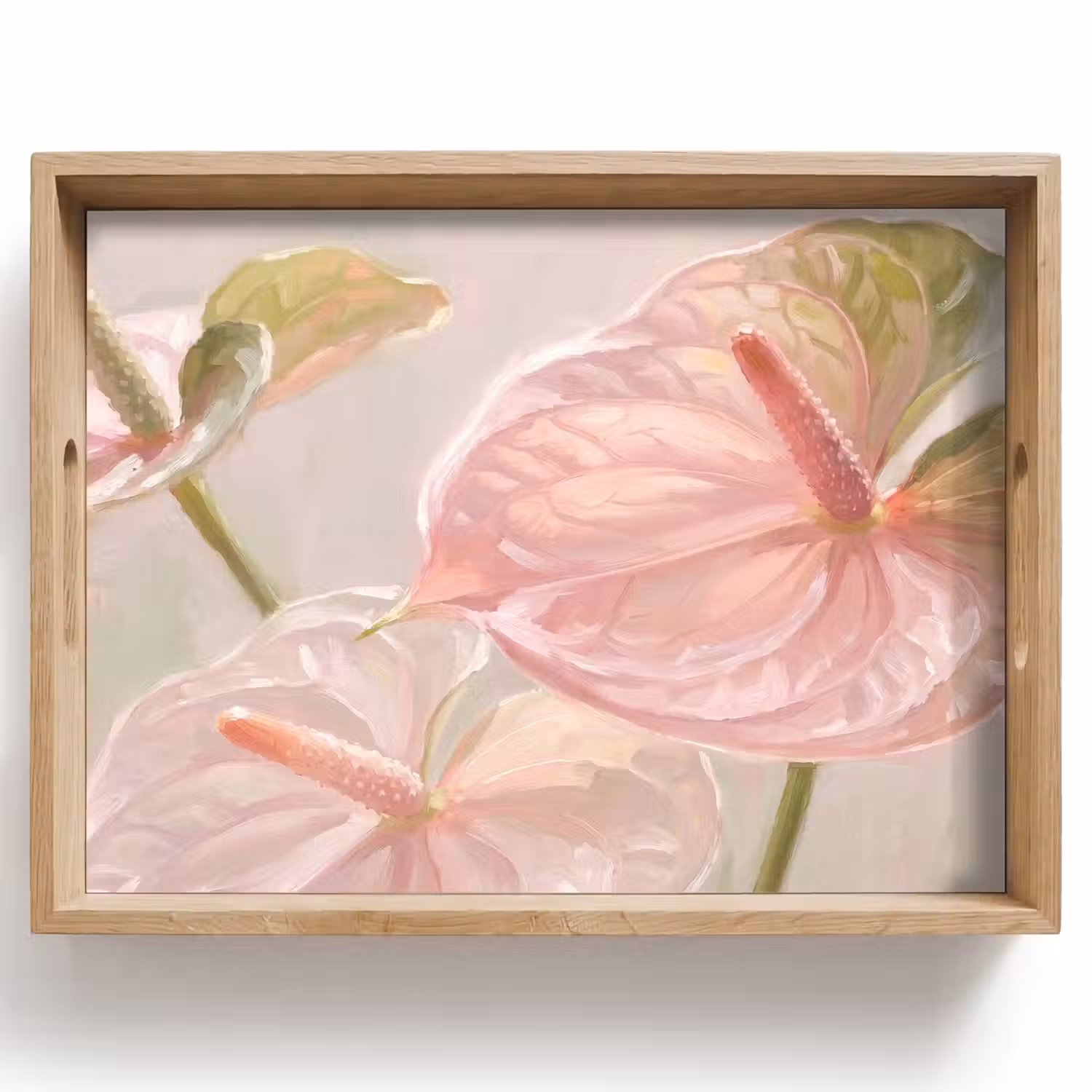Bloemen - Pastel - Abstract - Natuur - Groen Dienblad Rechthoek middel -z3d_shopping