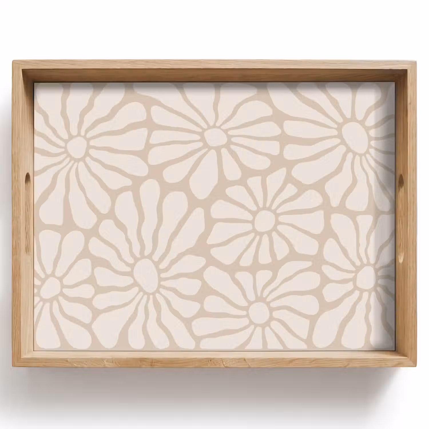 Bloemen - Print - Beige - Bruin - Minimalistisch Dienblad Rechthoek middel -z3d_shopping