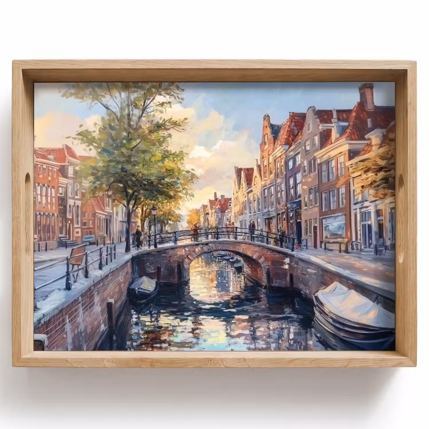 Brug - Stad - Huizen - Boot Dienblad Rechthoek middel -z3d_shopping