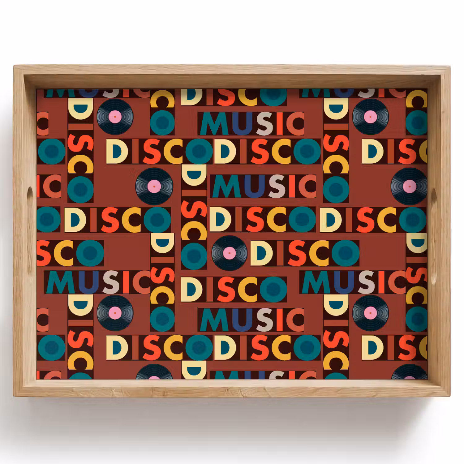 Bruin - Retro - Disco - Patroon Dienblad Rechthoek middel 911 -z3d_shopping