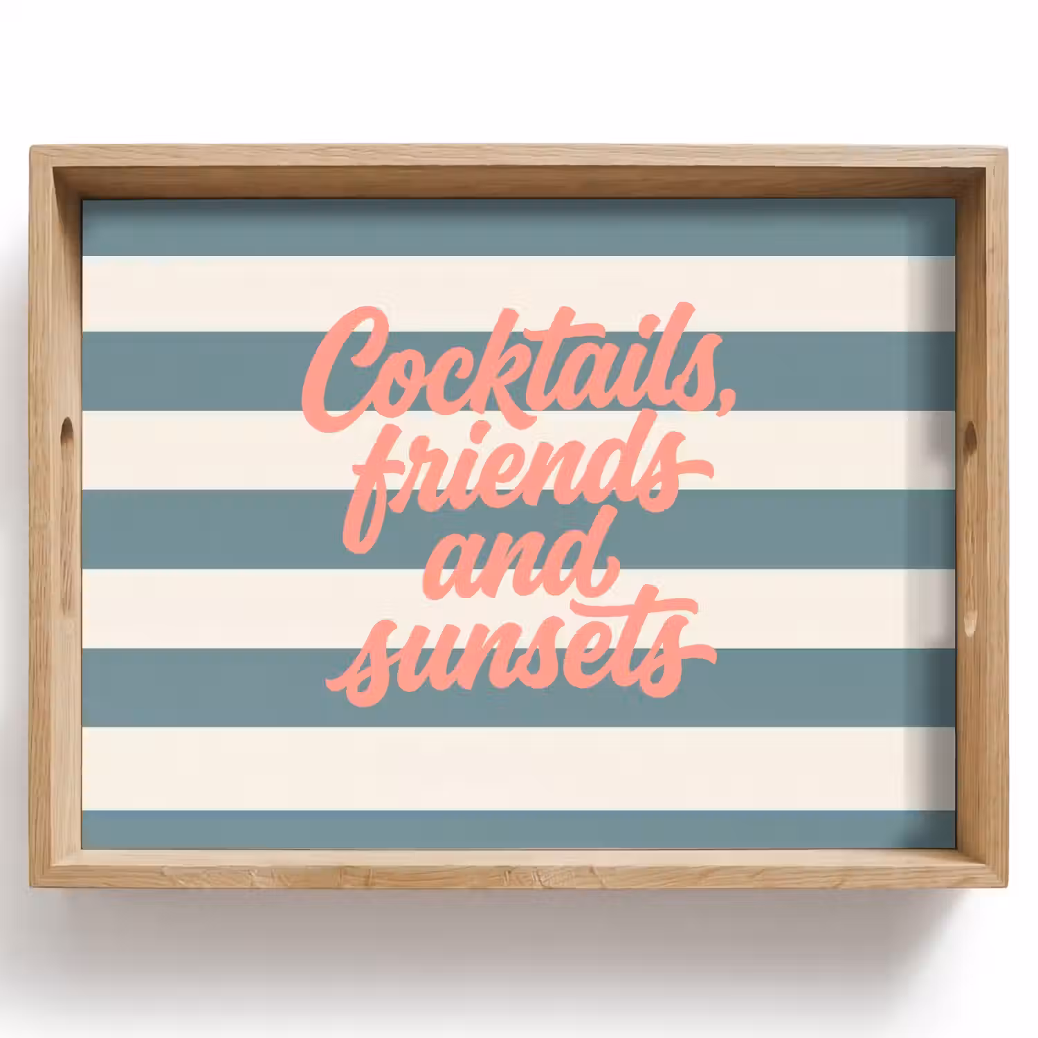 Cocktails - Strepen - Blauw - Koraal Dienblad Rechthoek middel -z3d_shopping