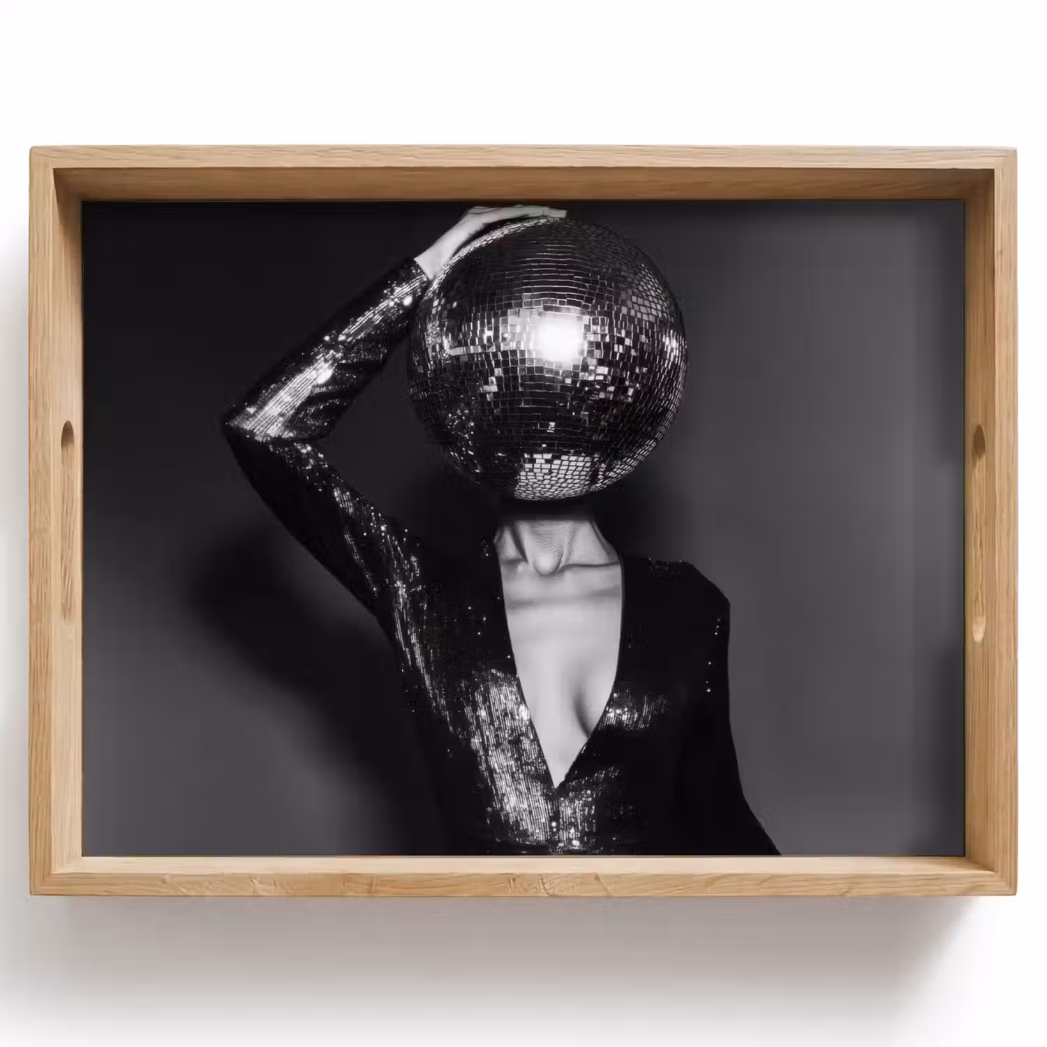 Discobal - Gezicht - Glamour - Zwart Dienblad Rechthoek middel -z3d_shopping