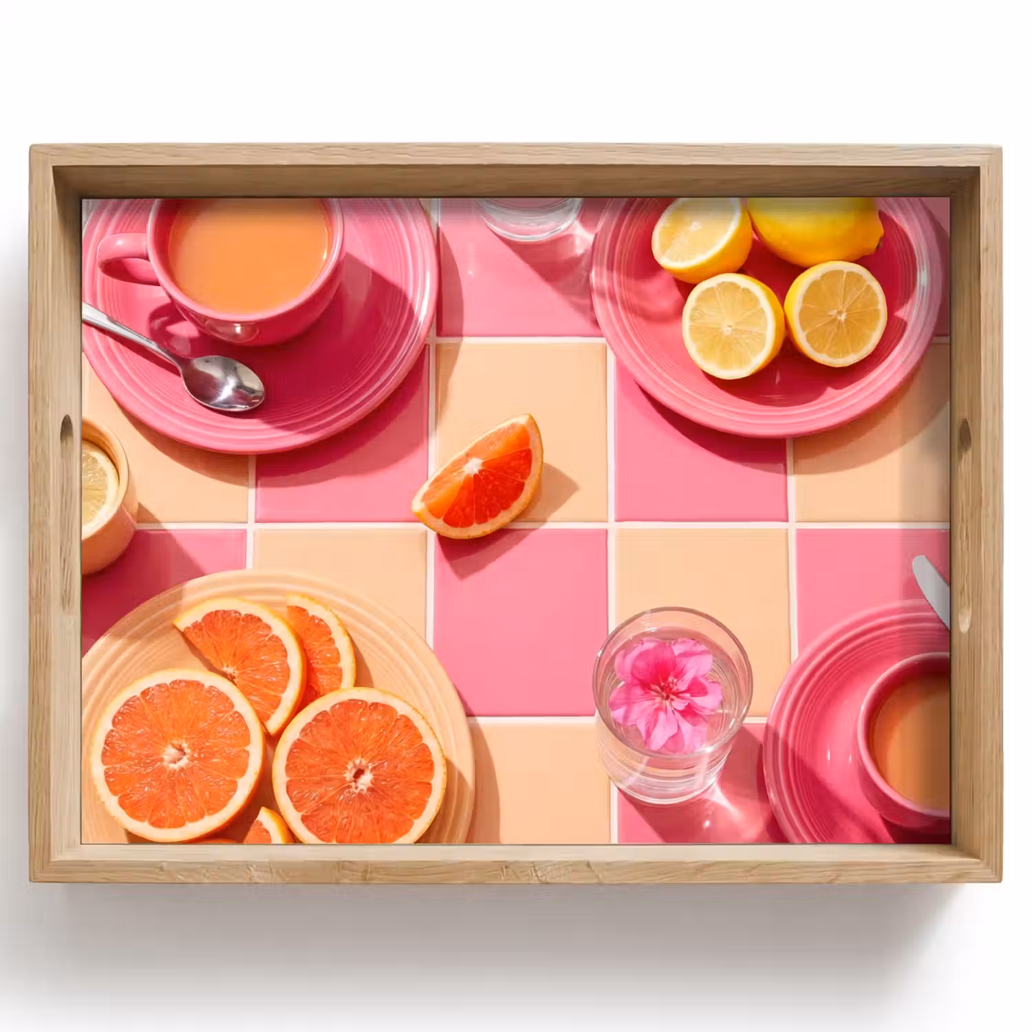 Eten - Citrusvruchten - Stillevens - Roze - Oranje Dienblad Rechthoek middel -z3d_shopping