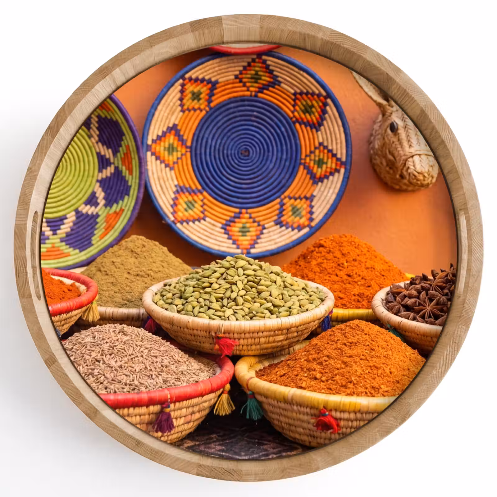 Dienblad - Eten - Kleurrijk - Cultuur - Eten - Kleurrijk - Cultuur Dienblad Rond middel