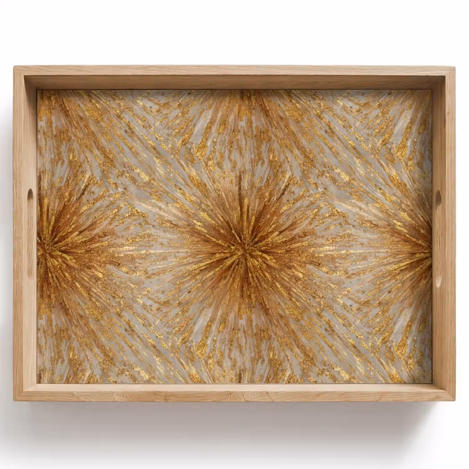 Explosie - Abstract - Goud - Wit Dienblad Rechthoek middel 911 -z3d_shopping