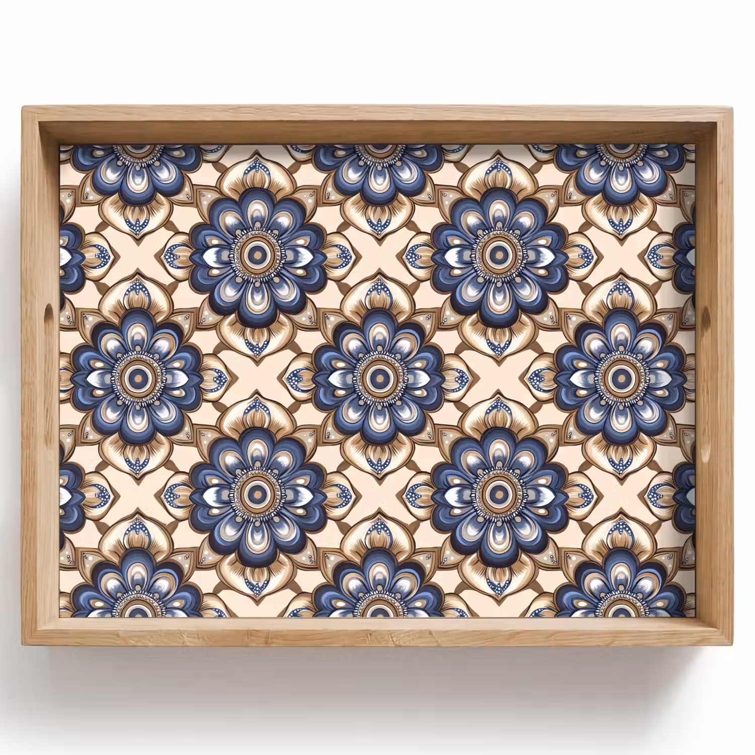 Floraal - Ornament - Blauw Dienblad Rechthoek middel 911 -z3d_shopping