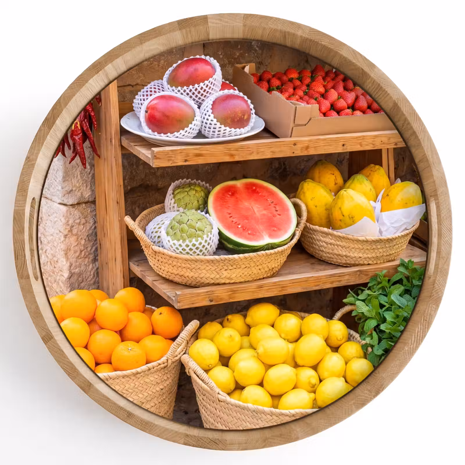 Dienblad - Fruit - Markt - Vers - Fruit - Markt - Vers Dienblad Rond middel