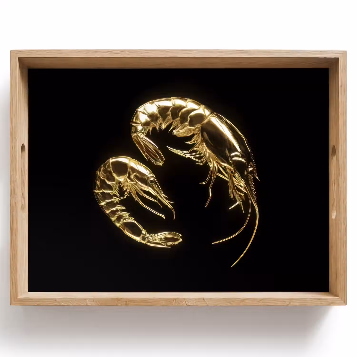 Garnalen - Zwart - Goud - Dieren Dienblad Rechthoek middel -z3d_shopping