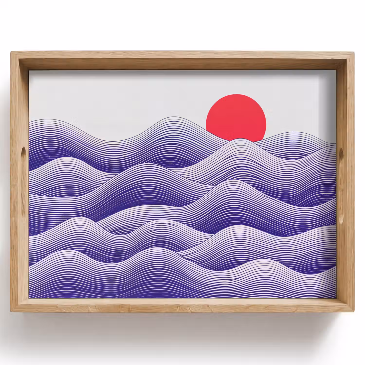 Golven - Zon - Natuur - Abstract - Rood Dienblad Rechthoek middel -z3d_shopping