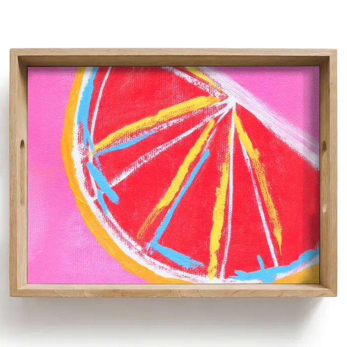 Grapefruit - Geschilderd - Roze - Strepen Dienblad Rechthoek middel -z3d_shopping
