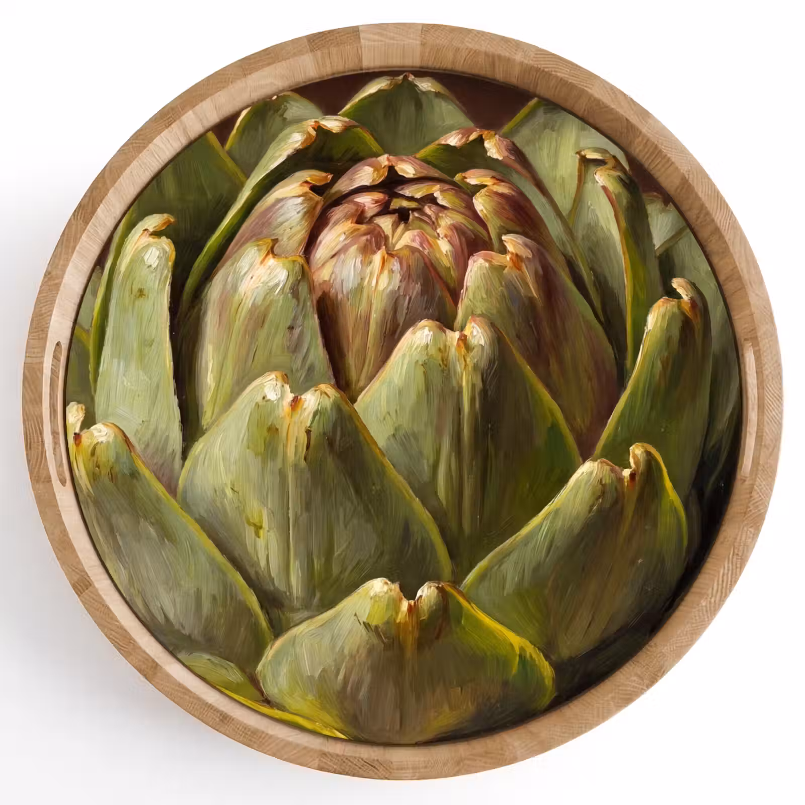 Dienblad - Groente - Artisjok - Groen - Groente - Artisjok - Groen Dienblad Rond middel