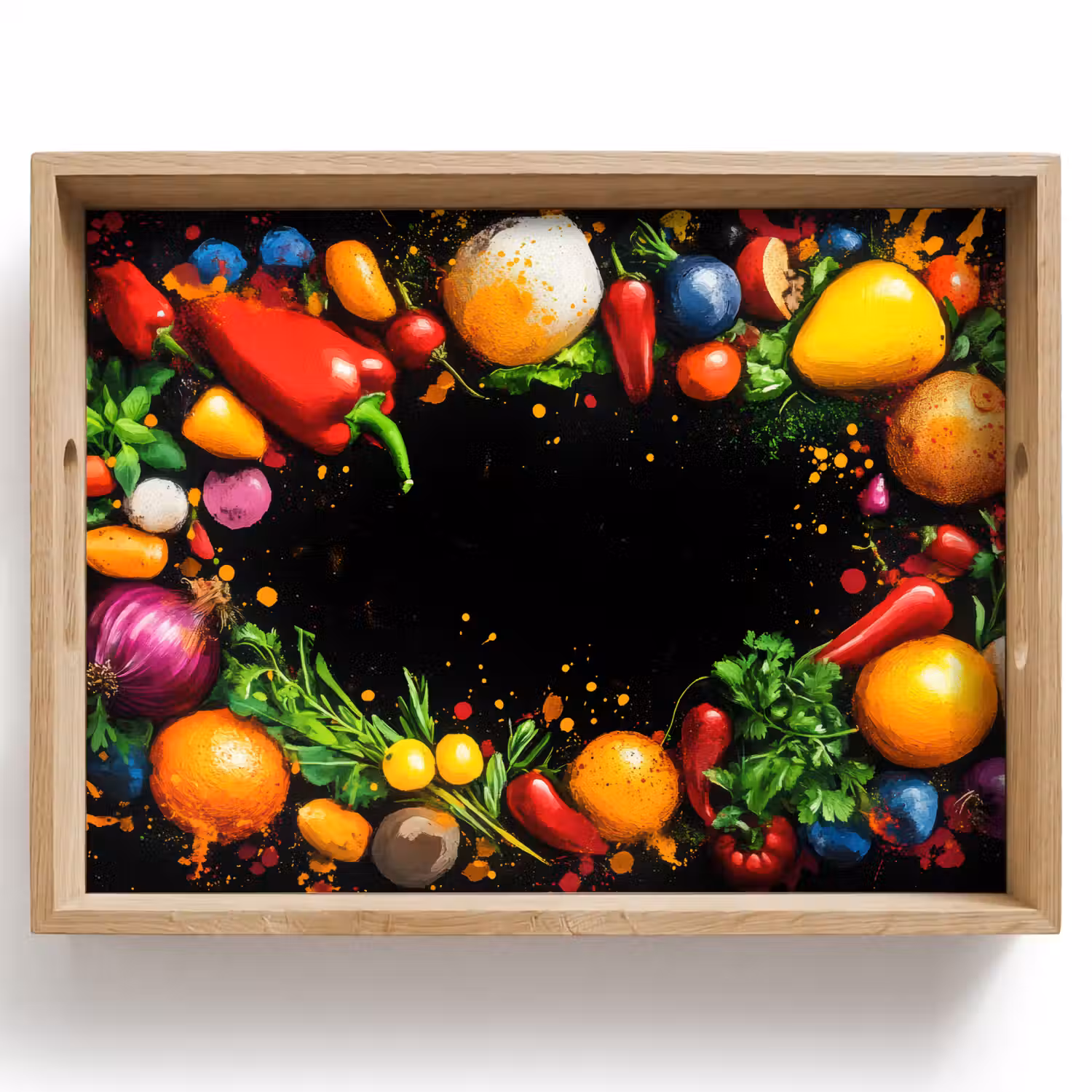 Groente - Graffiti - Kleurrijk - Koken - Abstract Dienblad Rechthoek middel -z3d_shopping