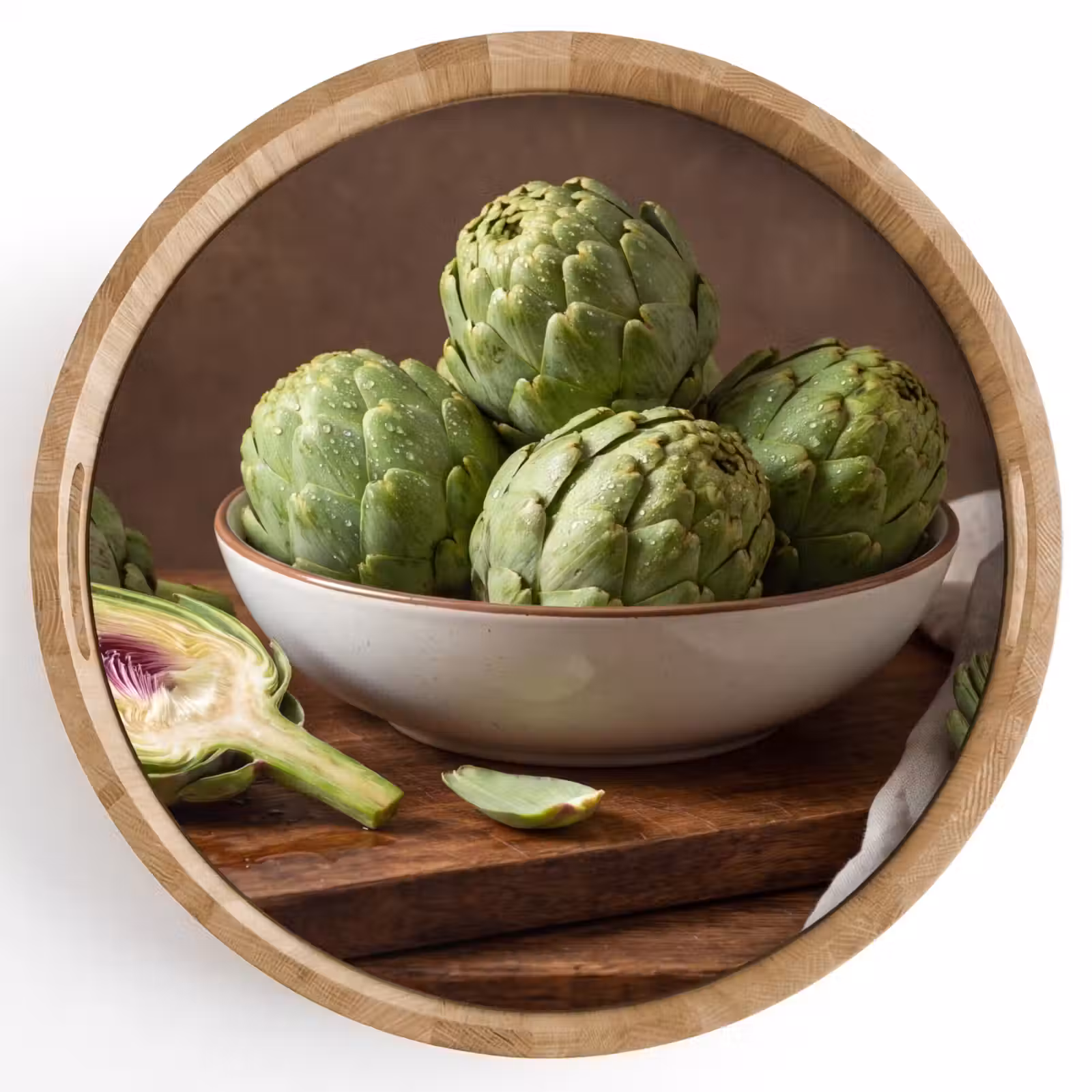 Dienblad - Groenten - Artisjok - Keuken - Groenten - Artisjok - Keuken Dienblad Rond middel