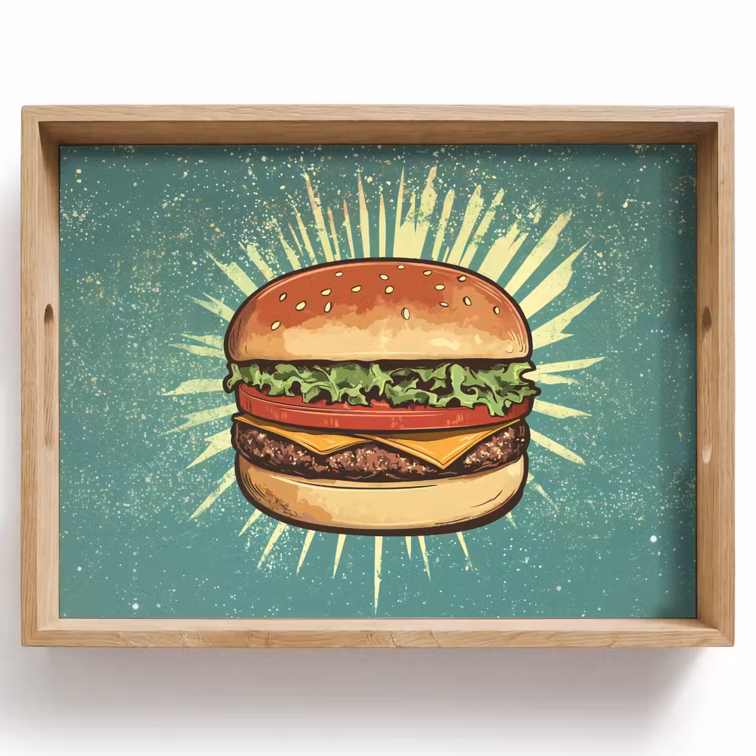 Hamburger - Illustratie - Sla - Kaas Dienblad Rechthoek middel -z3d_shopping