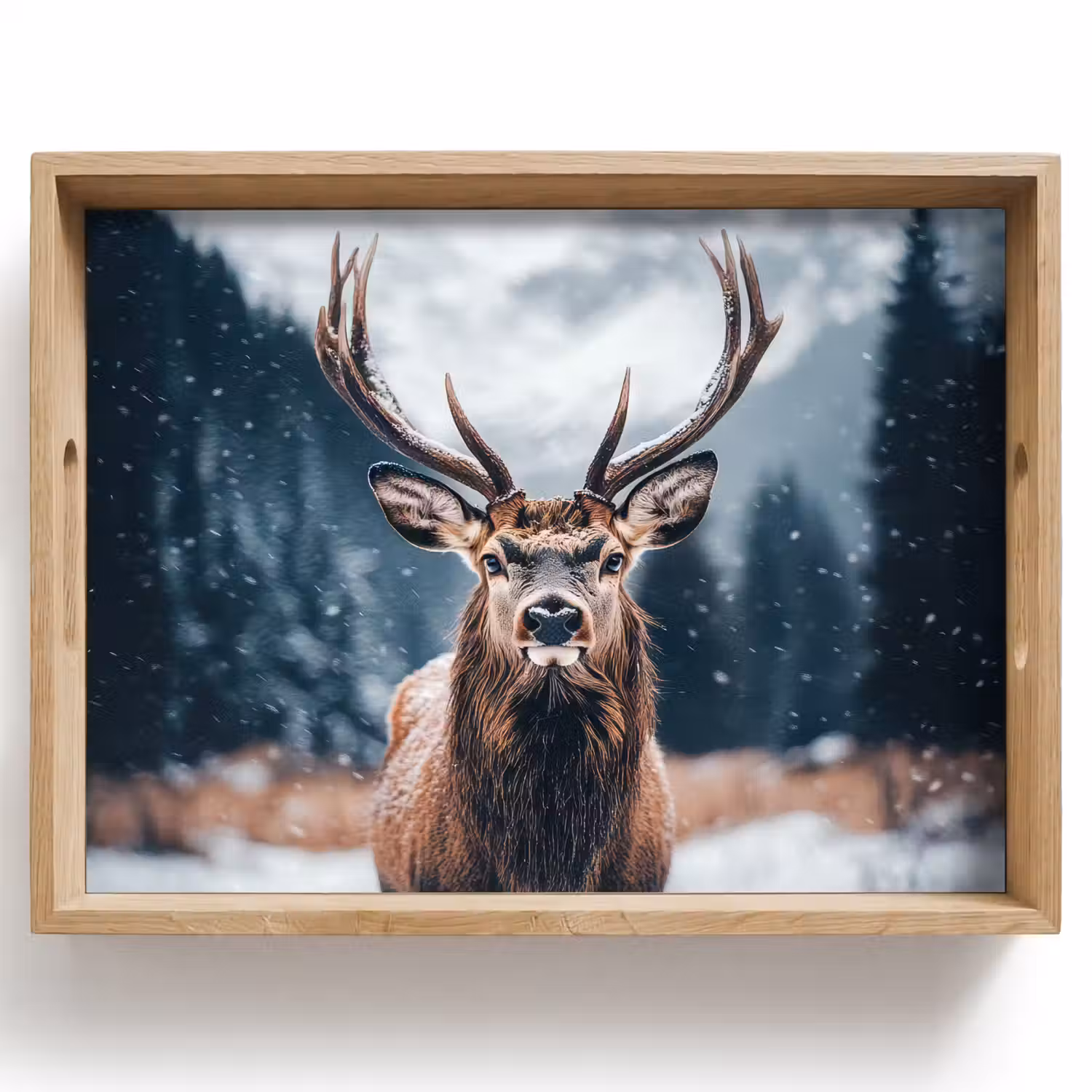 Hert - Dieren - Landschap - Winter - Sneeuw Dienblad Rechthoek middel -z3d_shopping