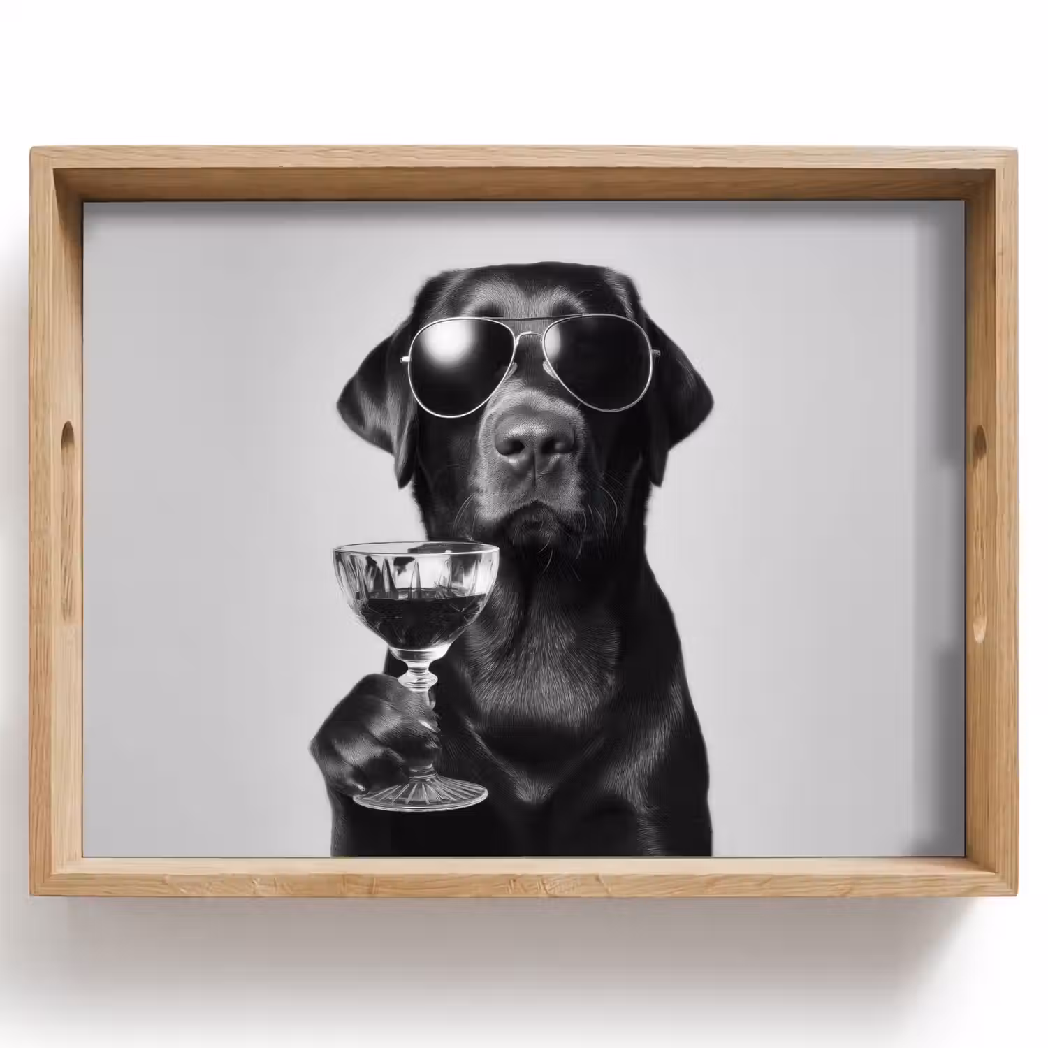 Hond - Zwart - Wijnglas - Zonnebril Dienblad Rechthoek middel -z3d_shopping