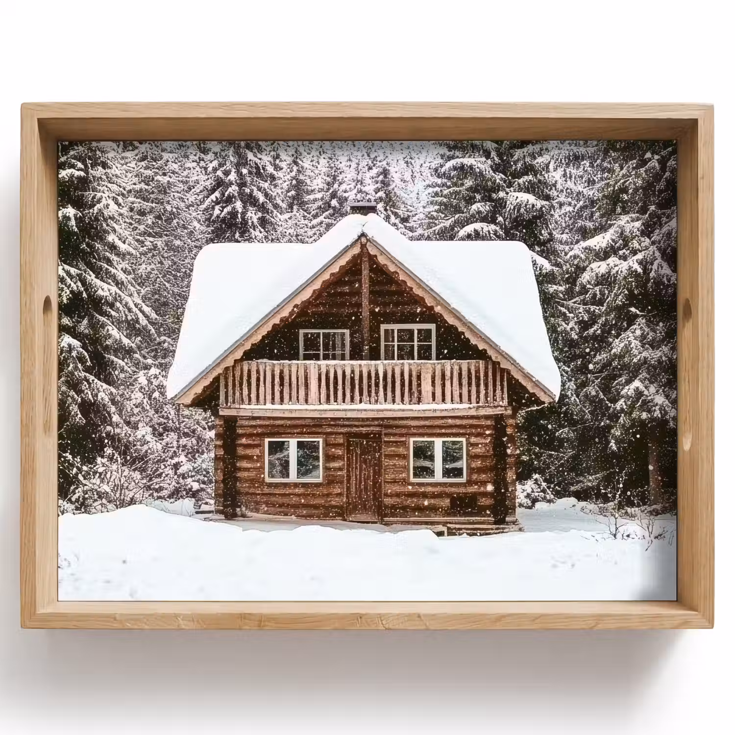 Huis - Bos - Winter - Natuur - Sneeuw Dienblad Rechthoek middel -z3d_shopping