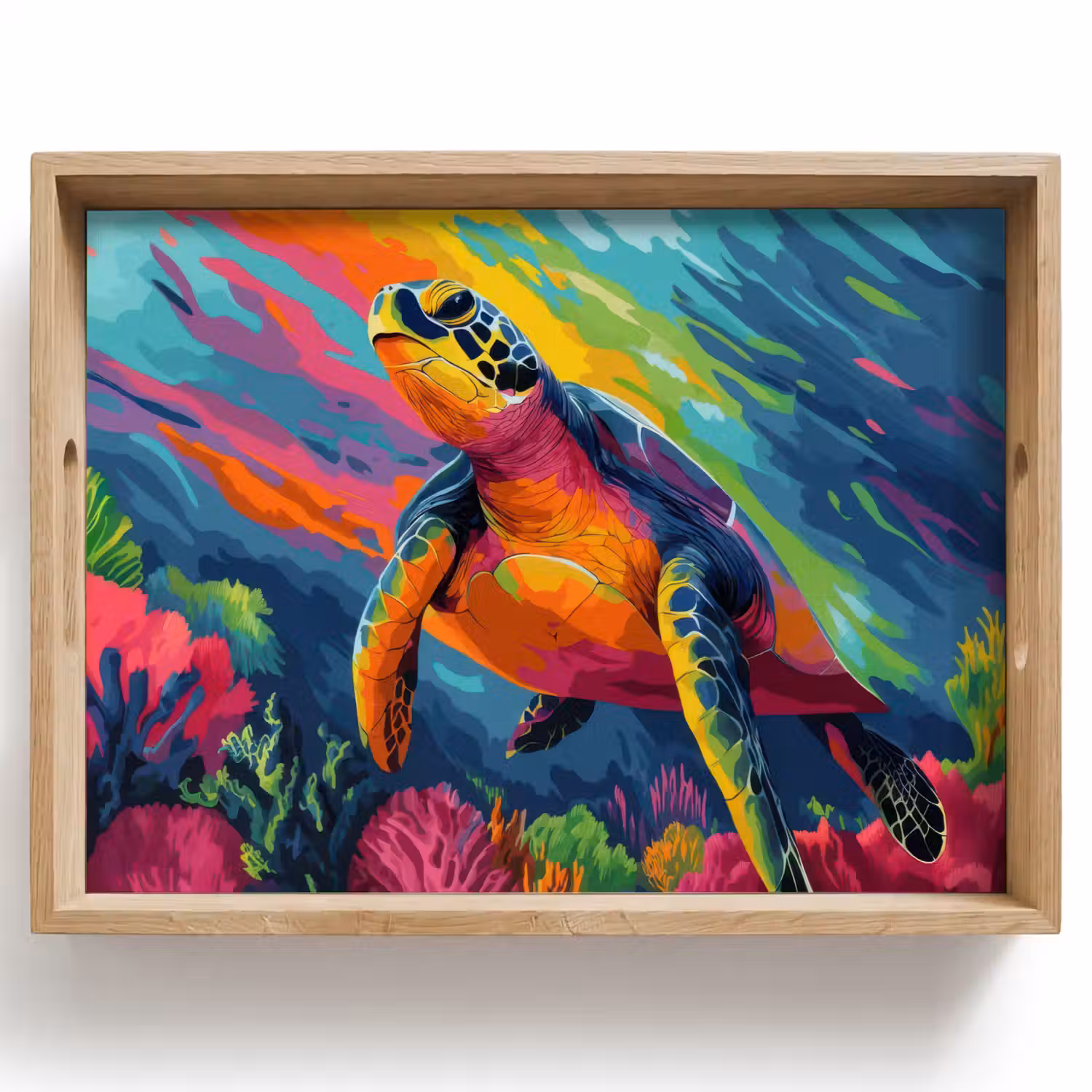 Koraal - Schildpad - Abstract - Water Dienblad Rechthoek middel -z3d_shopping