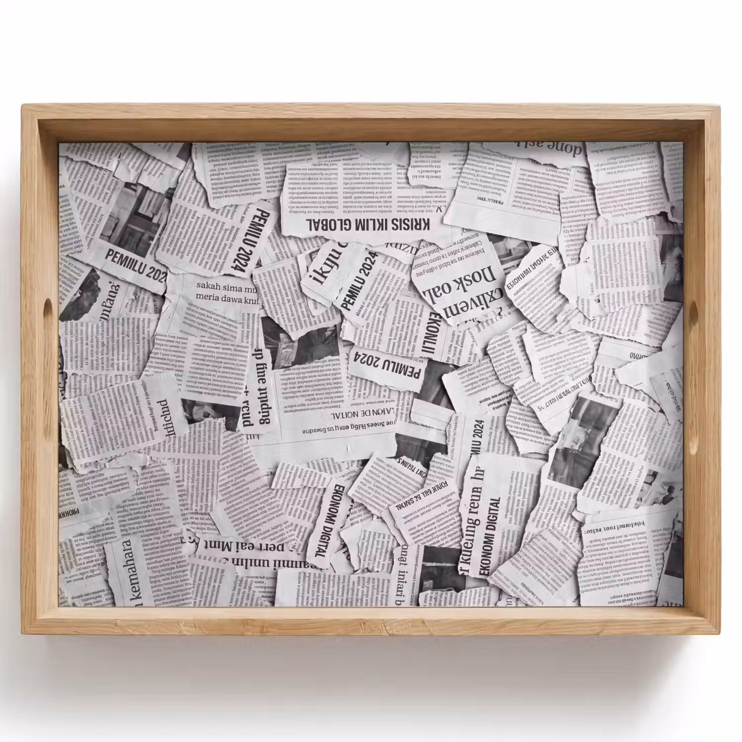 Krant - Versnipperd - Textuur - Zwart-wit - Abstract Dienblad Rechthoek middel -z3d_shopping