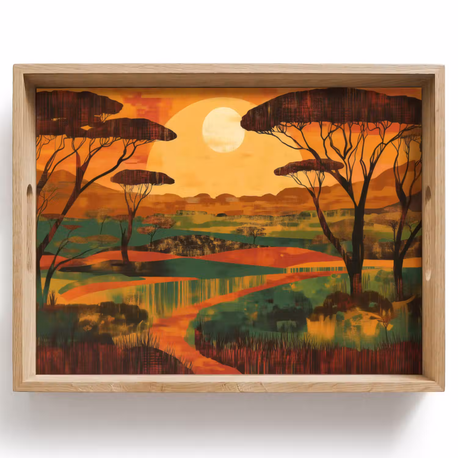 Landschap - Afrikaans - Zon Dienblad Rechthoek middel -z3d_shopping