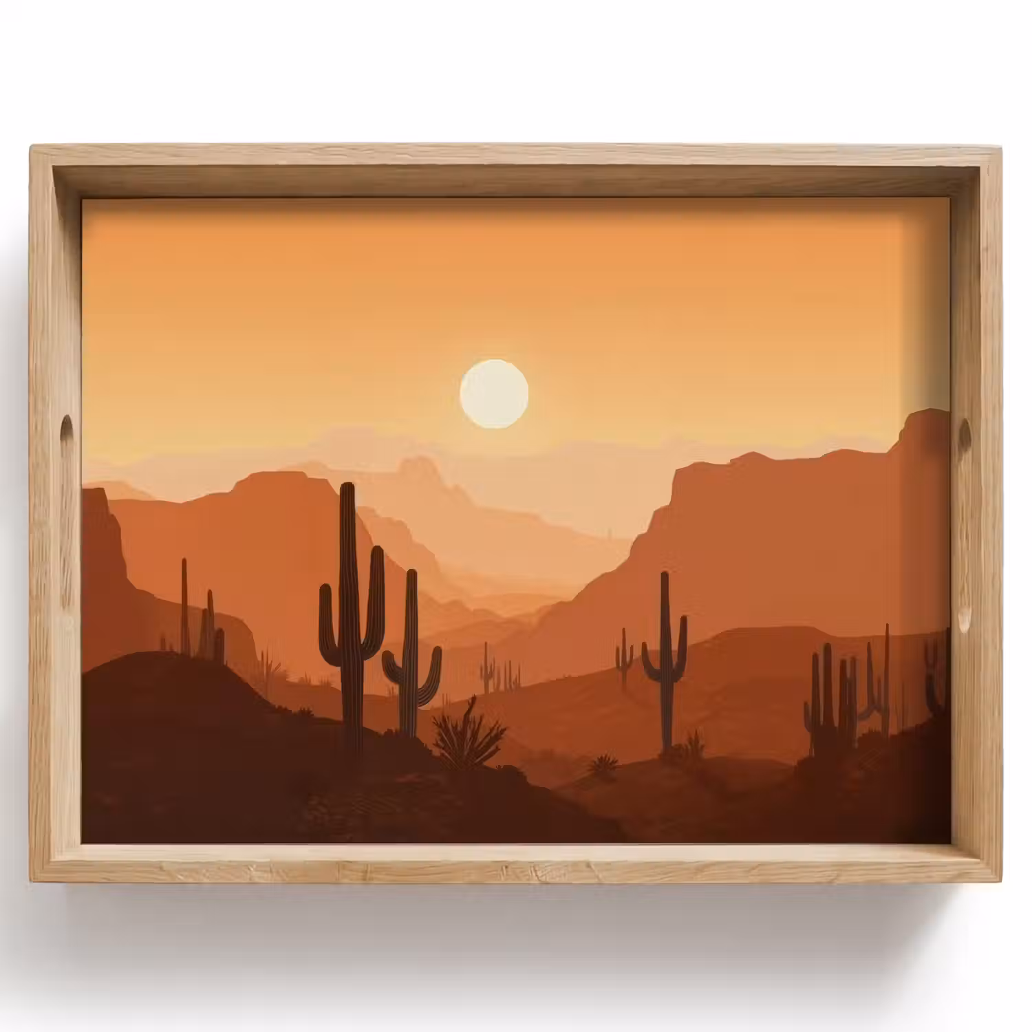 Landschap - Woestijn - Cactussen - Zon Dienblad Rechthoek middel -z3d_shopping