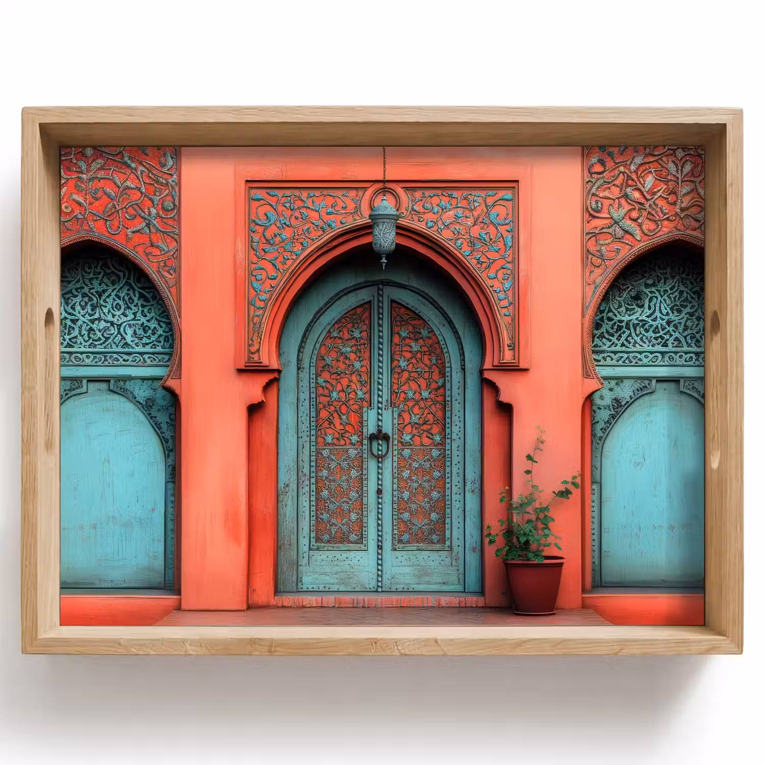 Lantaarn - Deur - Turquoise Dienblad Rechthoek middel -z3d_shopping