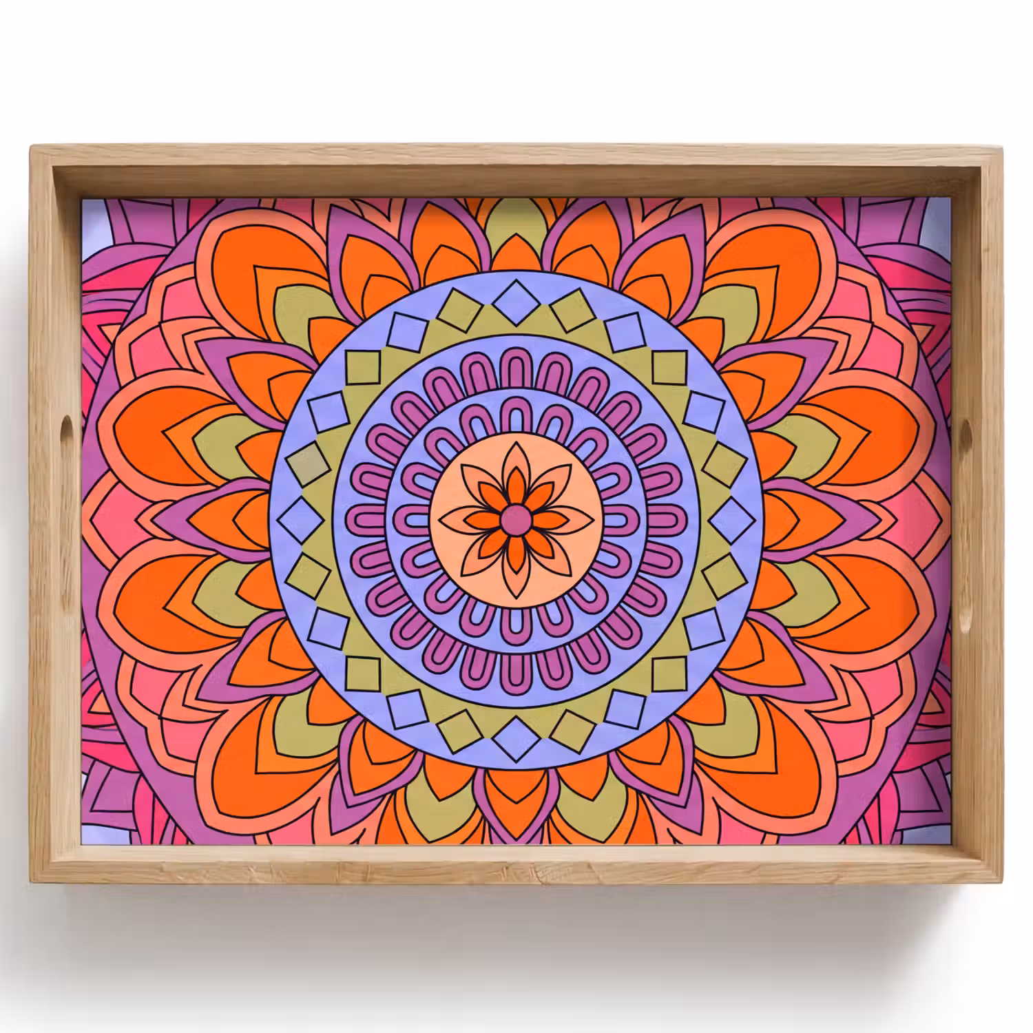 Mandala - Cirkel - Abstract - Kleurrijk - Patroon Dienblad Rechthoek middel -z3d_shopping