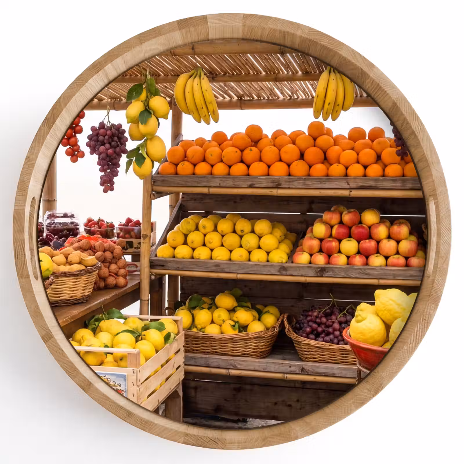 Dienblad - Marktkraam - Fruit - Vers - Marktkraam - Fruit - Vers Dienblad Rond middel