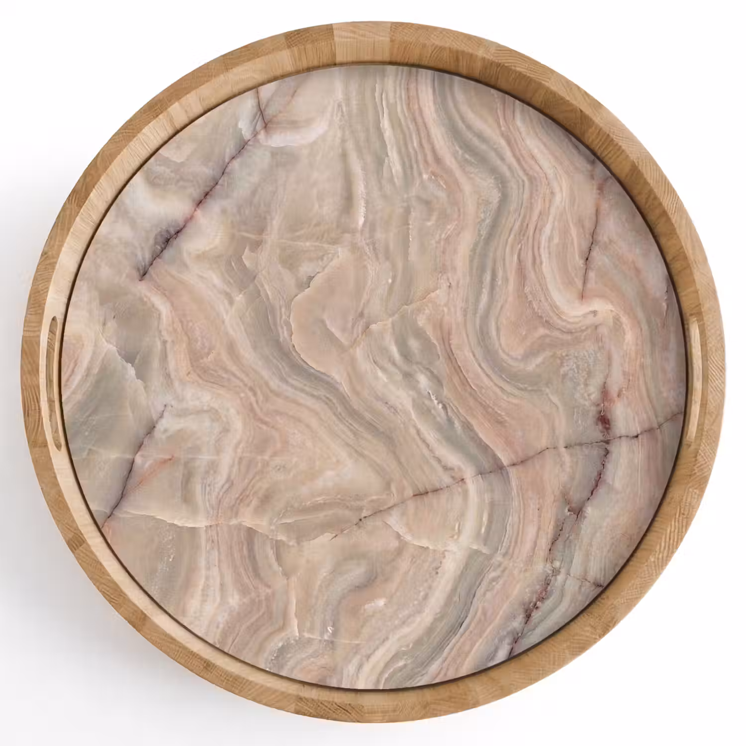 Marmer - Patroon - Abstract - Beige - Groen Dienblad Rond middel -z3d_shopping