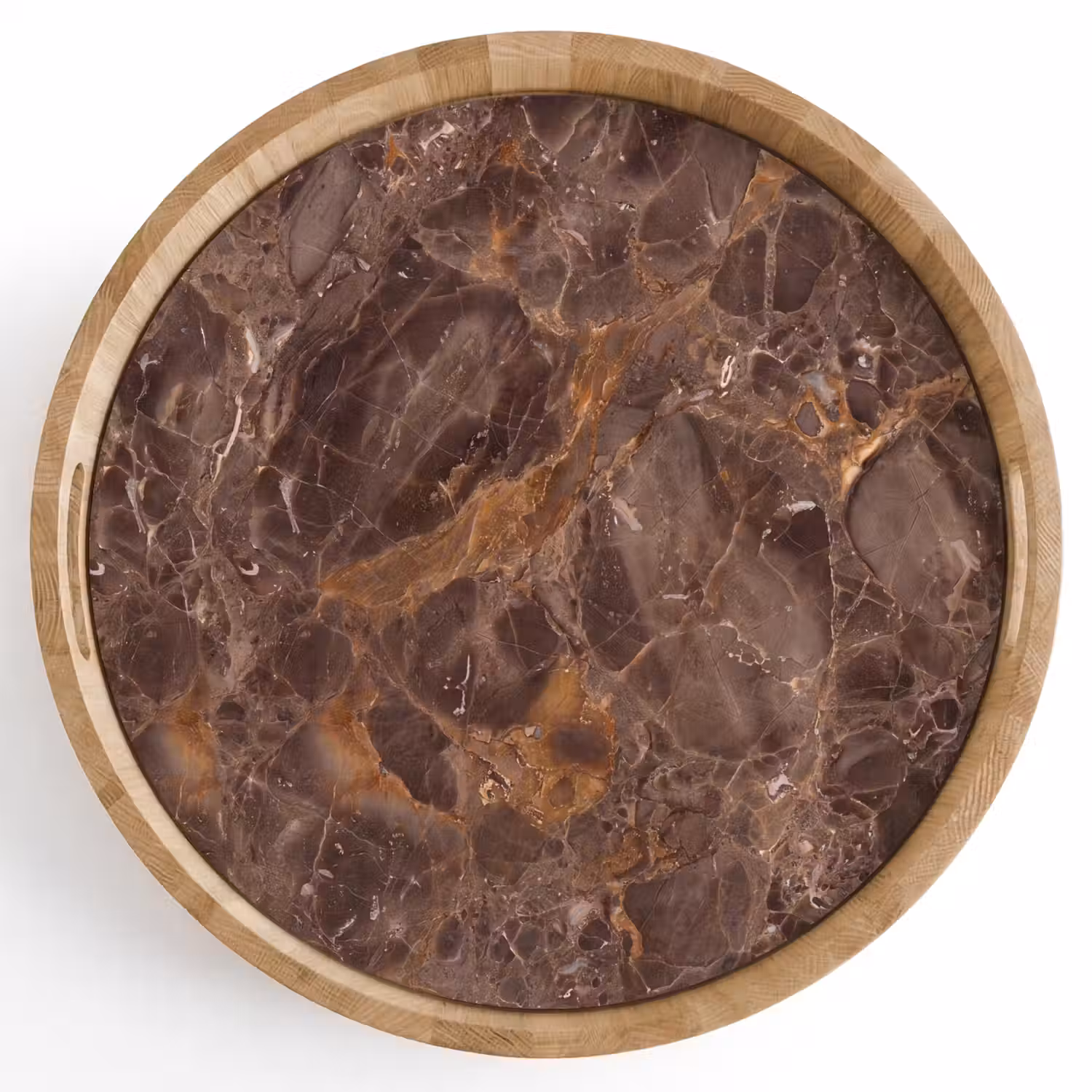 Marmer - Patroon - Natuur - Bruin - Goud Dienblad Rond middel -z3d_shopping