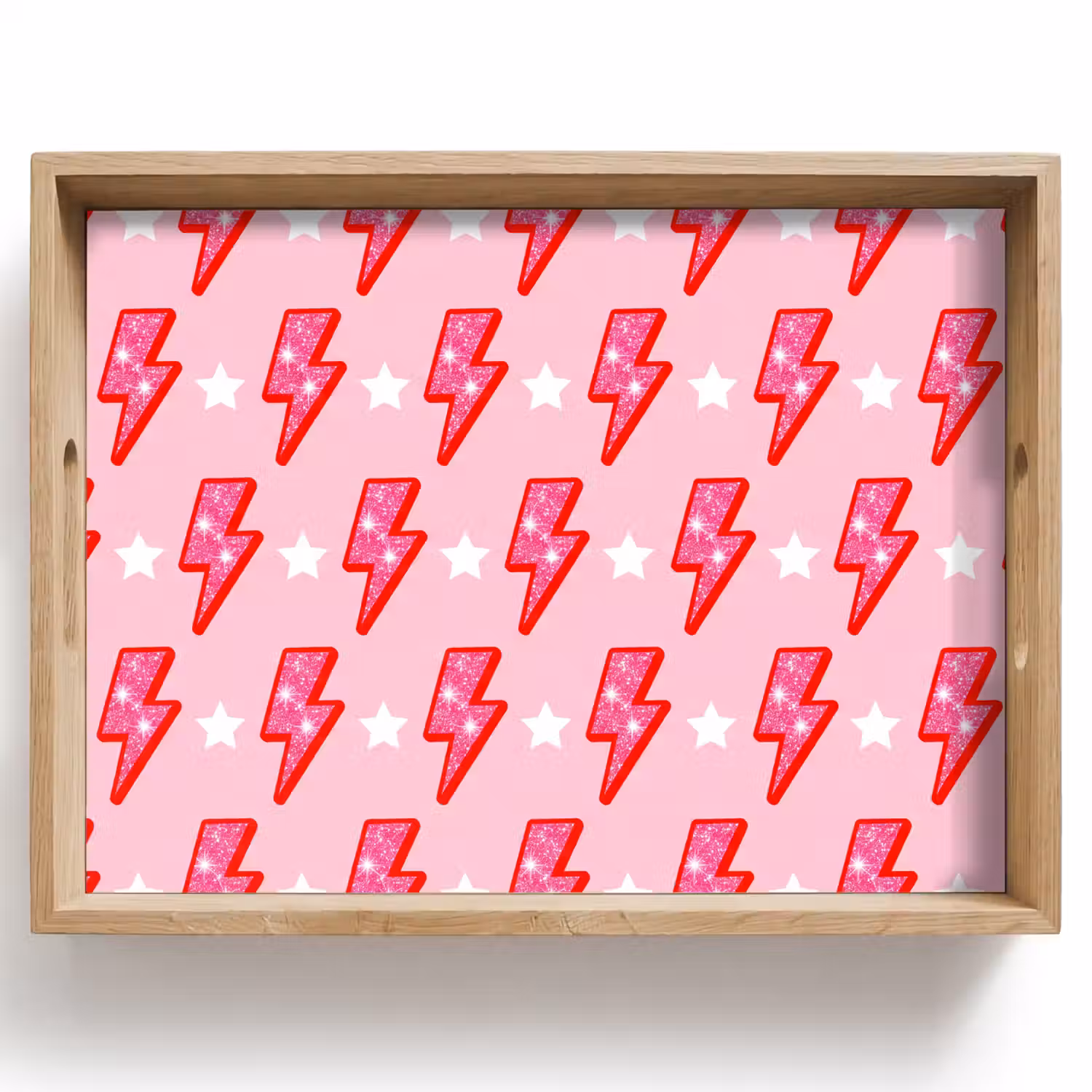 Patroon - Bliksem - Ster - Glitter - Roze Dienblad Rechthoek middel -z3d_shopping