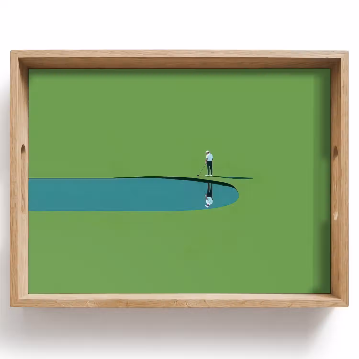 Persoon - Golf - Water - Blauw Dienblad Rechthoek middel -z3d_shopping