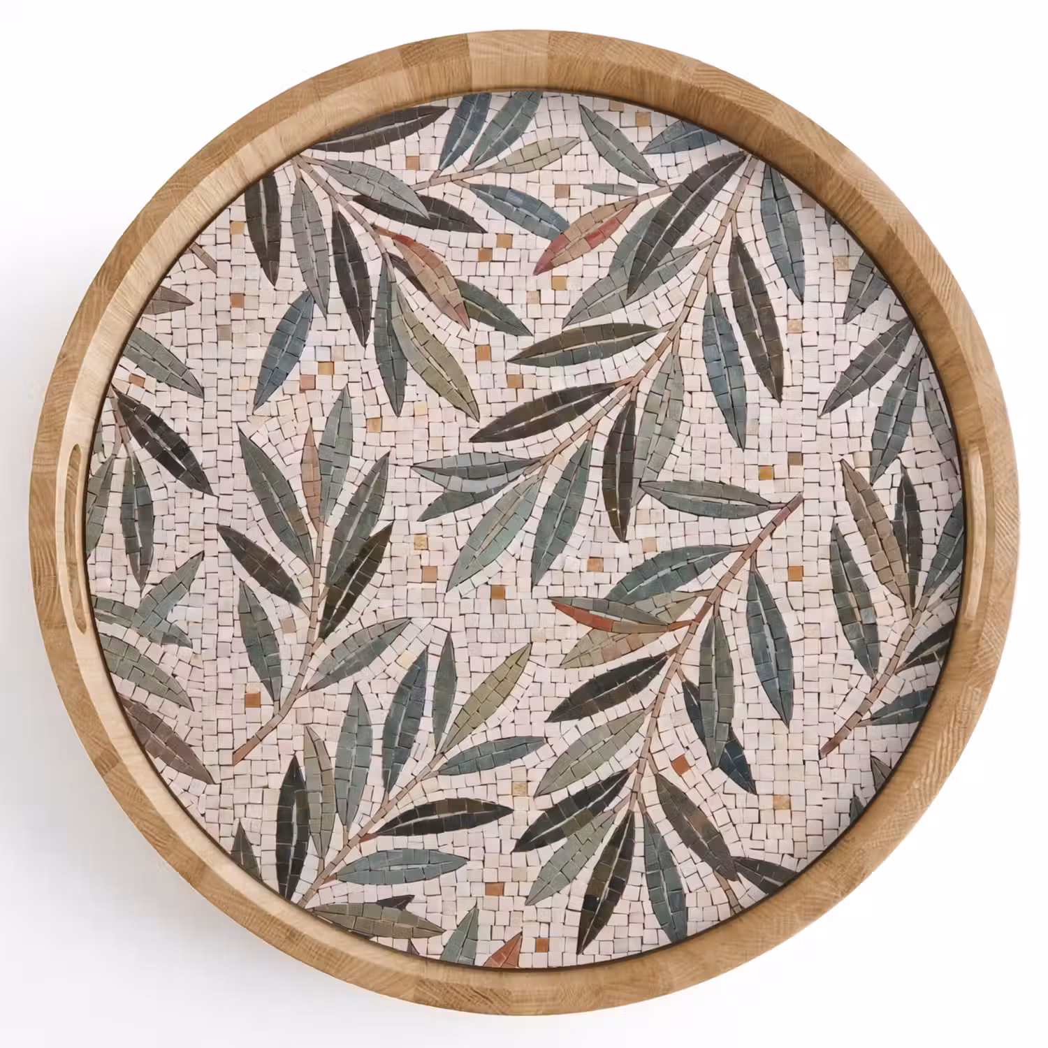 Plant - Blad - Mozaïek - Groen Dienblad Rond middel -z3d_shopping