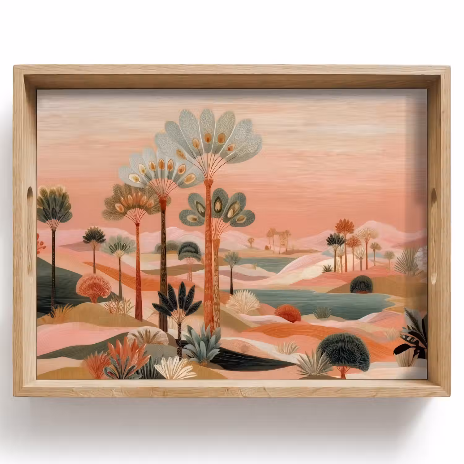 Roze landschap - Palmen - Water Dienblad Rechthoek middel -z3d_shopping